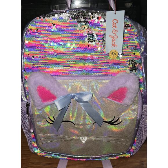 NEW Cat & Jack™ Girls' 16" Flip Sequin Backpack UNICORN Cute BACK TO SCHOOL - Picture 2 of 4